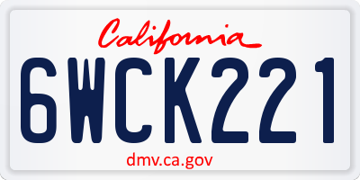 CA license plate 6WCK221