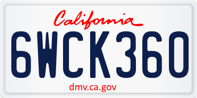 CA license plate 6WCK360