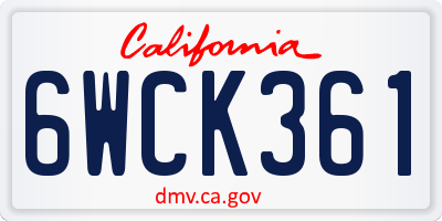 CA license plate 6WCK361