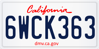 CA license plate 6WCK363