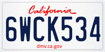 CA license plate 6WCK534
