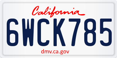 CA license plate 6WCK785