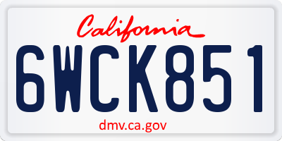 CA license plate 6WCK851