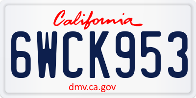 CA license plate 6WCK953