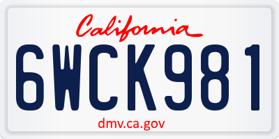 CA license plate 6WCK981