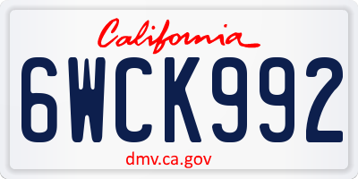CA license plate 6WCK992
