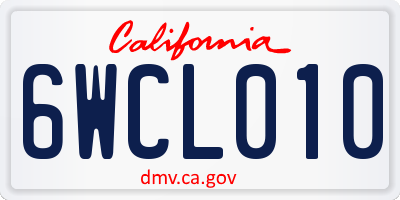 CA license plate 6WCL010