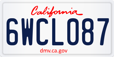CA license plate 6WCL087