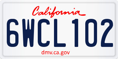 CA license plate 6WCL102