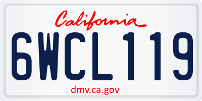 CA license plate 6WCL119