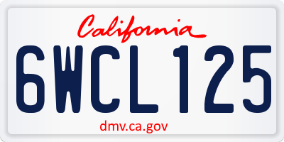 CA license plate 6WCL125