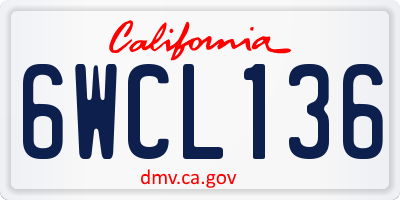 CA license plate 6WCL136
