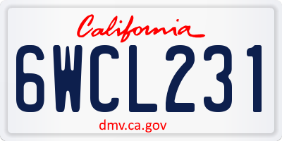 CA license plate 6WCL231