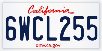 CA license plate 6WCL255