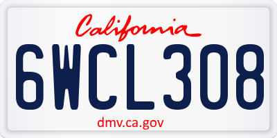 CA license plate 6WCL308