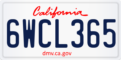 CA license plate 6WCL365