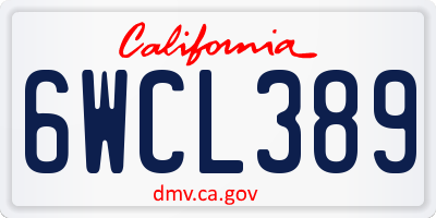 CA license plate 6WCL389