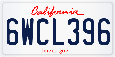 CA license plate 6WCL396