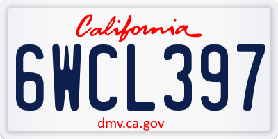 CA license plate 6WCL397
