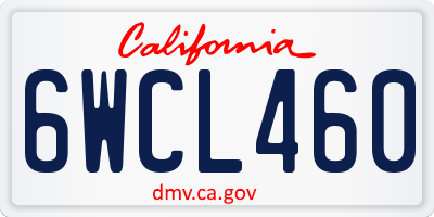 CA license plate 6WCL460