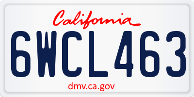 CA license plate 6WCL463