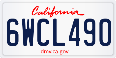 CA license plate 6WCL490