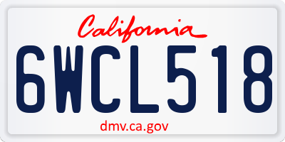 CA license plate 6WCL518
