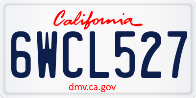 CA license plate 6WCL527