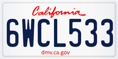 CA license plate 6WCL533