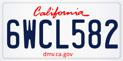 CA license plate 6WCL582