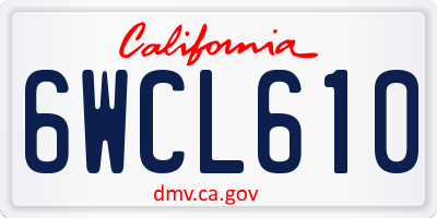 CA license plate 6WCL610