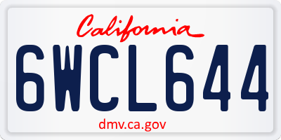CA license plate 6WCL644