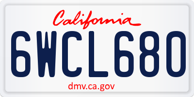 CA license plate 6WCL680