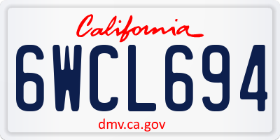 CA license plate 6WCL694