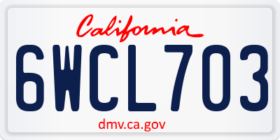 CA license plate 6WCL703