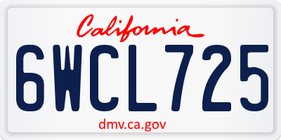 CA license plate 6WCL725