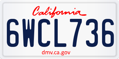 CA license plate 6WCL736