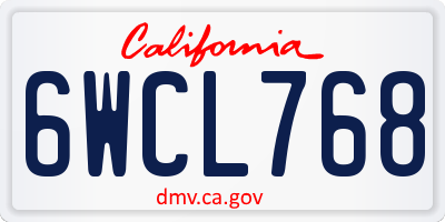 CA license plate 6WCL768