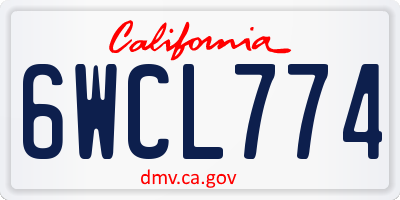 CA license plate 6WCL774