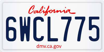 CA license plate 6WCL775