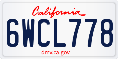 CA license plate 6WCL778