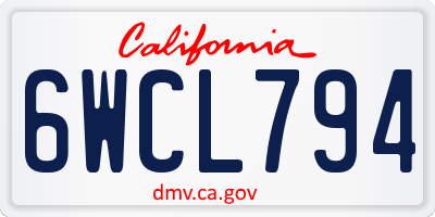 CA license plate 6WCL794
