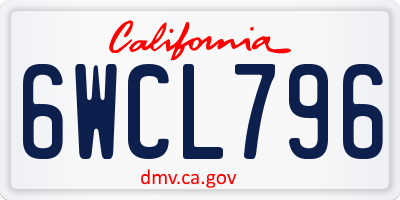CA license plate 6WCL796