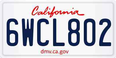 CA license plate 6WCL802
