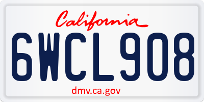 CA license plate 6WCL908