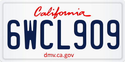 CA license plate 6WCL909