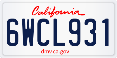 CA license plate 6WCL931