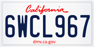 CA license plate 6WCL967