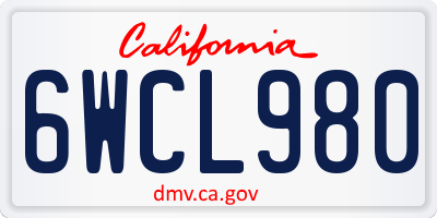 CA license plate 6WCL980