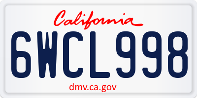 CA license plate 6WCL998